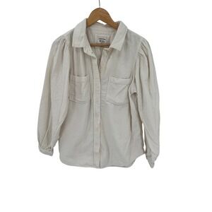 American Eagle Cream Corduroy Shirt Shackett Womens M Western Outdoor Retro